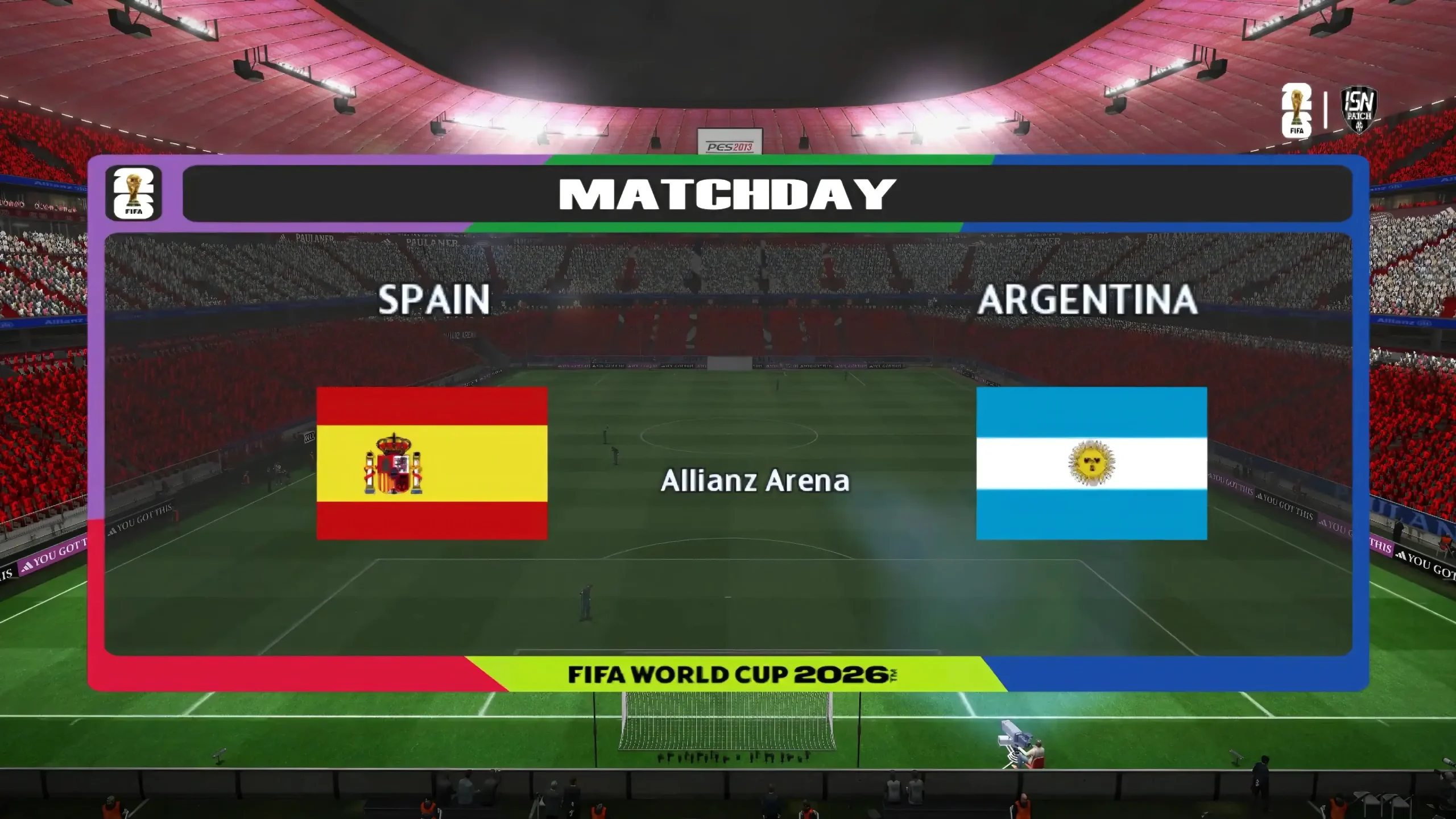 PES 2013 World Cup 2026 scoreboard and intro graphics preview