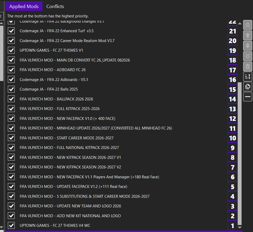 List of Fifa 22 FC 27 Mod Manager
